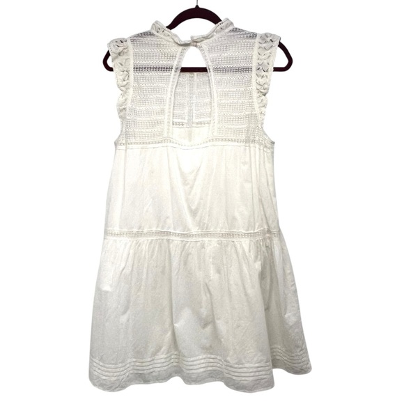 Sezane Sophie White Cotton Lace Ruffle Bohemian Mini Dress Women’s US 10 EU 42 - Picture 8 of 13